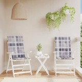 vidaXL Perne scaun spătar &icirc;nalt, 2 buc. gri carouri 120x50x3 cm textil