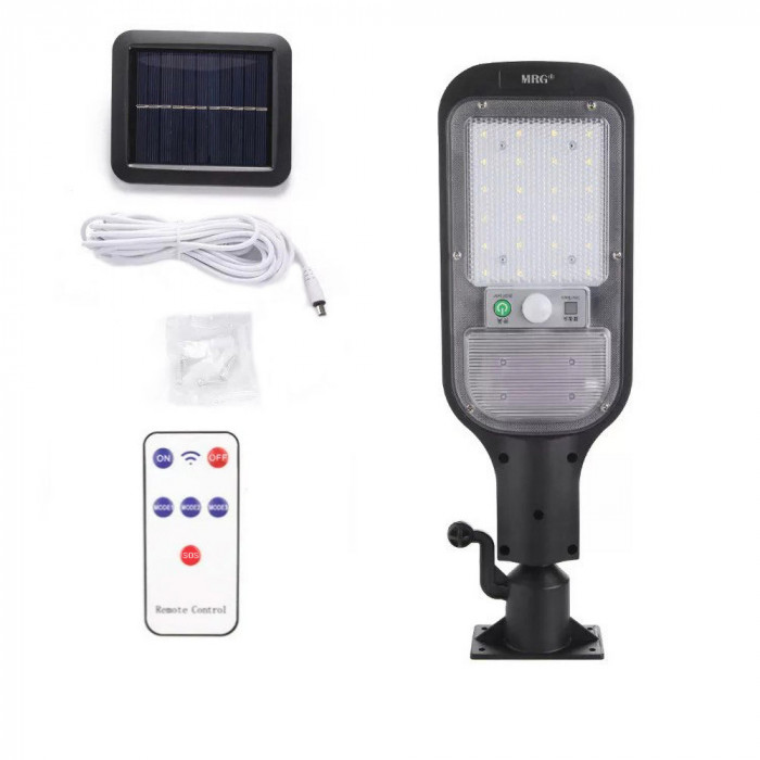 Lampa solara stradala MRG A-JX-516, Panou solar, Cu telecomanda, Negru C399