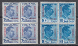 ROMANIA 1936 LP 117 MICA INTELEGERE BLOCURI DE 4 TIMBRE MNH, Nestampilat