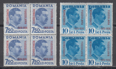 ROMANIA 1936 LP 117 MICA INTELEGERE BLOCURI DE 4 TIMBRE MNH foto