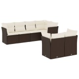 Cumpara ieftin Set canapele de gradina cu perne, 7 piese, maro, poliratan