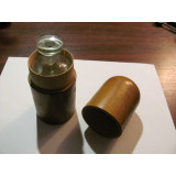 CY - Recipient vechi farmacie medicamente / sticla cu dop rodat in etui de lemn