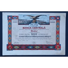 Banca Centrală Cluj, Acțiune : 500 Coroane 1920.