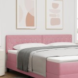 tablă de pat vidaXL LED cu tapițare cu nasturi de cristal roz 90 cm catifea
