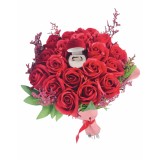 Buchet mediu personalizabil cu trandafiri pentru cerere in casatorie (Rosu)