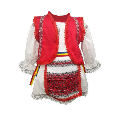 Costum traditional Maria zona Muntenia pentru fete 128 cm 8 ani foto