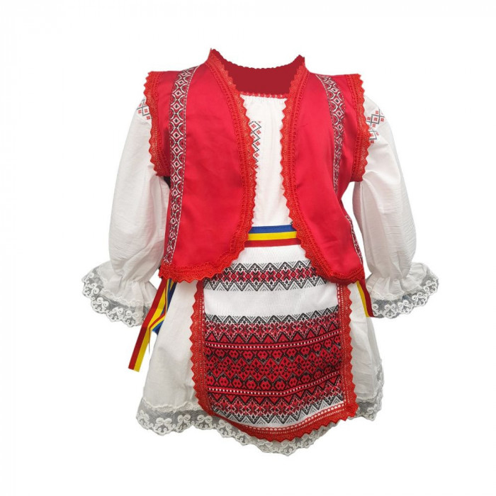 Costum traditional Maria zona Muntenia pentru fete 158 cm 13 ani