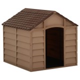 Cușcă C&acirc;ini vidaXL Maro 71x71.5x68 cm PP, Rezistentă UV, Interior/Exterior, Cotet Durabil, Adăpost C&acirc;ine