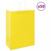 VidaXL Pungi de h&acirc;rtie 50 buc cu m&acirc;nere galbene 32x17x44 cm 4101776