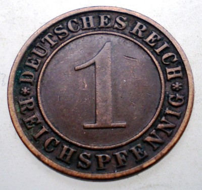 B.298 GERMANIA WEIMAR 1 REICHSPFENNIG 1936 A foto