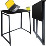 Birou pliabil din lemn negru Ruhhy, stil loft, 80 x 75 x 40 cm