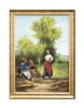 Tablou celebru pictat manual inramat, Intalnire pe un drum de tara, 75x55cm ulei pe panza, Geo Ungureanu, reproducere Cesar Pattein