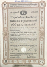 100 Reichsmark titlu de stat Germania 1941 foto