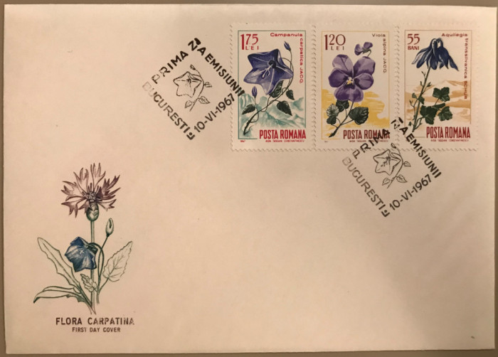 Romania (1967) FDC LP 649 Flora carpatina