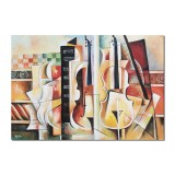 Tablou pictat manual cubism sintetic, Proiect de simfonie pentru vioara, 100x70cm ulei pe panza, Vlad Soltan