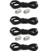 Set 4 sireturi elastice cu sistem de prindere, capsula metalica - Negru