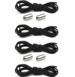 Cumpara ieftin Set 4 sireturi elastice cu sistem de prindere, capsula metalica - Negru