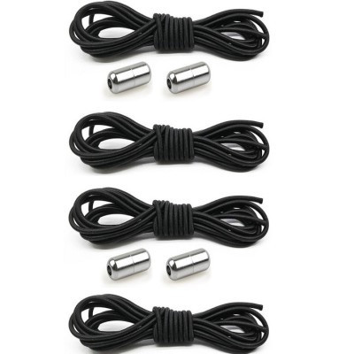 Set 4 sireturi elastice cu sistem de prindere, capsula metalica - Negru foto