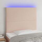 Cumpara ieftin Tăblie de pat cu LED cappuccino 90x5x118/128cm, piele ecologică