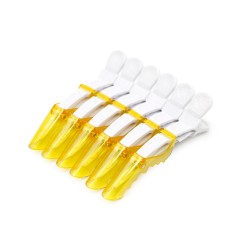 Set de 2 unități: Clame pentru păr, 6 bucăți, alb+galben transparent