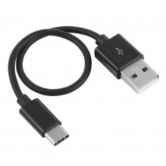 Cablu Date si Incarcare USB la USB Type-C OEM, 0.23 m, Negru