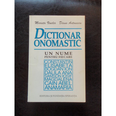 DICTIONAR ONOMASTIC - MARIETA VINCLER foto