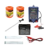 Kit complet gard electric 12V, 1 Joule, baterie 12V/17 Ah, lungime fir 1000m, 100 izolatori, kit poarta Breckner Germany