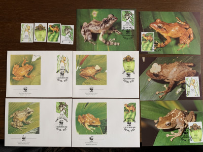 fiji - broaste - serie 4 timbre MNH, 4 FDC, 4 maxime, fauna wwf foto