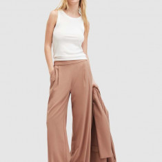 AllSaints pantaloni ALEIDA femei, culoarea maro, lat, high waist
