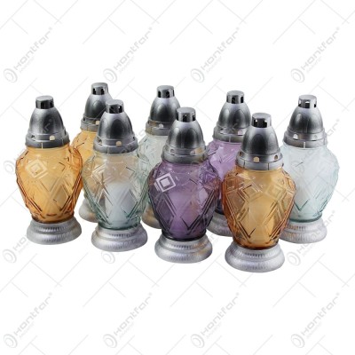 Set 8 candela din sticla cu capac 12&amp;times;25 CM, Pastel foto