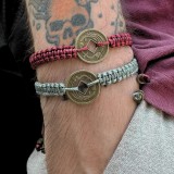 Bratara barbati Feng Shui cu moneda chinezeasca pentru noroc - gri