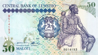 LESOTHO █ bancnota █ 50 Maloti █ 1992 █ P-14a █ UNC █ necirculata foto