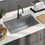 vidaXL Chiuvetă de bucătărie lucrată manual, oțel inoxidabil