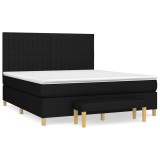 Cumpara ieftin Pat box spring cu saltea, negru, 160x200 cm, textil
