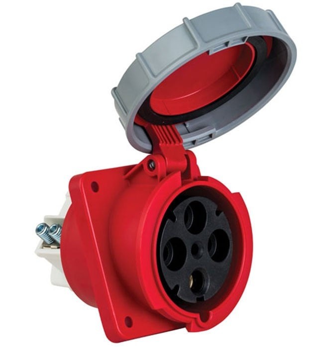 Priza trifazica 4 poli 125A 3P+E incastrabila ST oblica 6h CEE 380V IP67
