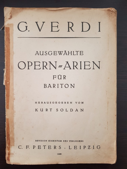 AUSGEWAHLTE OPERN ARIEN FUR BARITON - Verdi (partitura in limba germana)