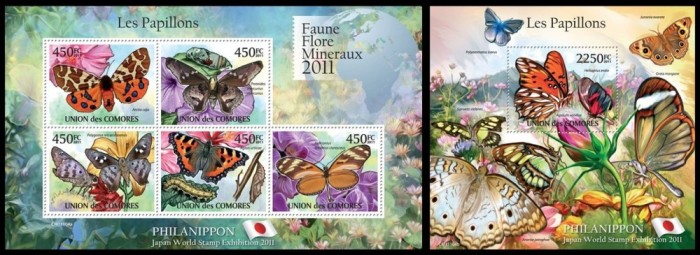 COMORE 2011- Fluturi (2) / set complet MNH ( bloc+colita)