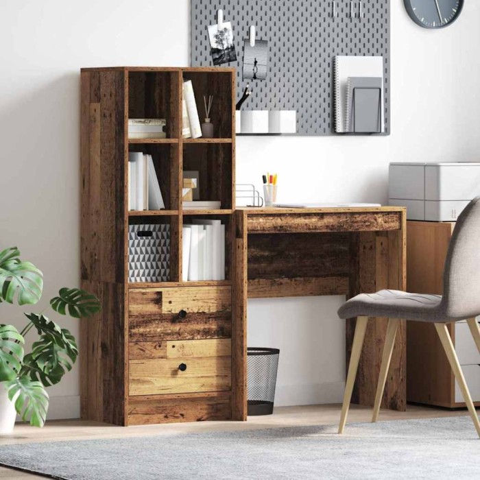 vidaXL Birou cu spațiu de depozitare 2 pcs Lemn Vechi 70 x 40 x 76 cm 3337311