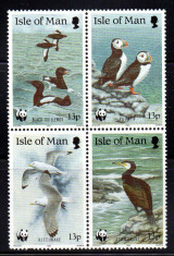 INSULA MAN 1989, Fauna, Pasari, WWF, serie neuzata, MNH foto