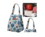 Geanta termoizolanta pentru pranz, model cu frunze si ananas, 25 cm, Lean 21578