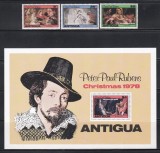 Antigua 1978 - Crăciun - Picturi de Peter Paul Rubens, Serie + Colita, MNH