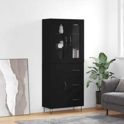 vidaXL Dulap &amp;icirc;nalt, negru, 69,5x34x180 cm, lemn compozit foto