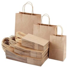Punga hartie, natur, cu maner sfoara - 25x11x30cm - 100 buc. foto
