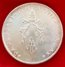 (A796) MONEDA DIN ARGINT VATICAN - 500 LIRE 1970, PAPA PAUL VI, TIRAJ 110.000 BUC, STARE FOARTE BUNA