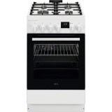 Aragaz AEG CKB56490BW, Mixt, 4 arzatoare , Siguranta plita, Aprindere integrata, Gratare fonta, Cuptor electric, SteamBake, AirFry, Timer, Grill elect