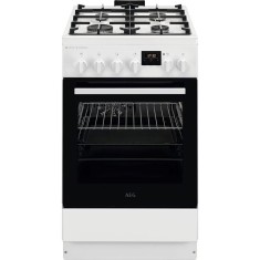 Aragaz AEG CKB56490BW, Mixt, 4 arzatoare , Siguranta plita, Aprindere integrata, Gratare fonta, Cuptor electric, SteamBake, AirFry, Timer, Grill elect
