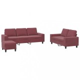 Cumpara ieftin Set de canapea, 3 piese, rosu vin, material textil