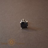 Cercel Unisex Argint 925 cu Cristal Zirconia Negru Patrat, 7 mm
