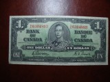 Bancnota Canada 1 Dolar 1937 - Numismatica America - Stare Buna