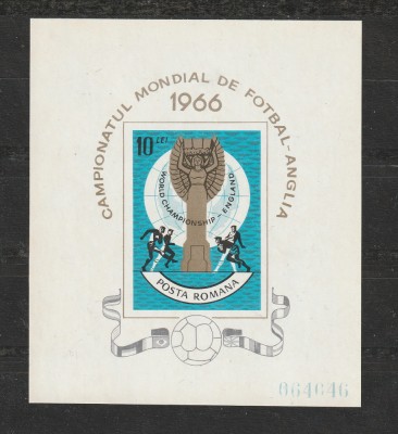 Romania 1966 - #628 Campionatul Mondial de Fotbal Anglia S/S 1v MNH foto